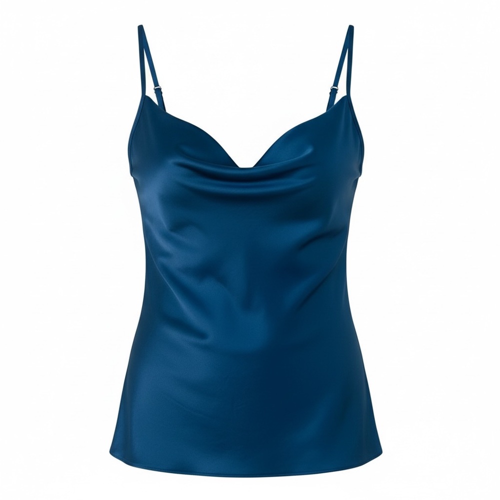 Gold Hawk Women’s Clothing Sleek Blue Satin Cami Top Size XS